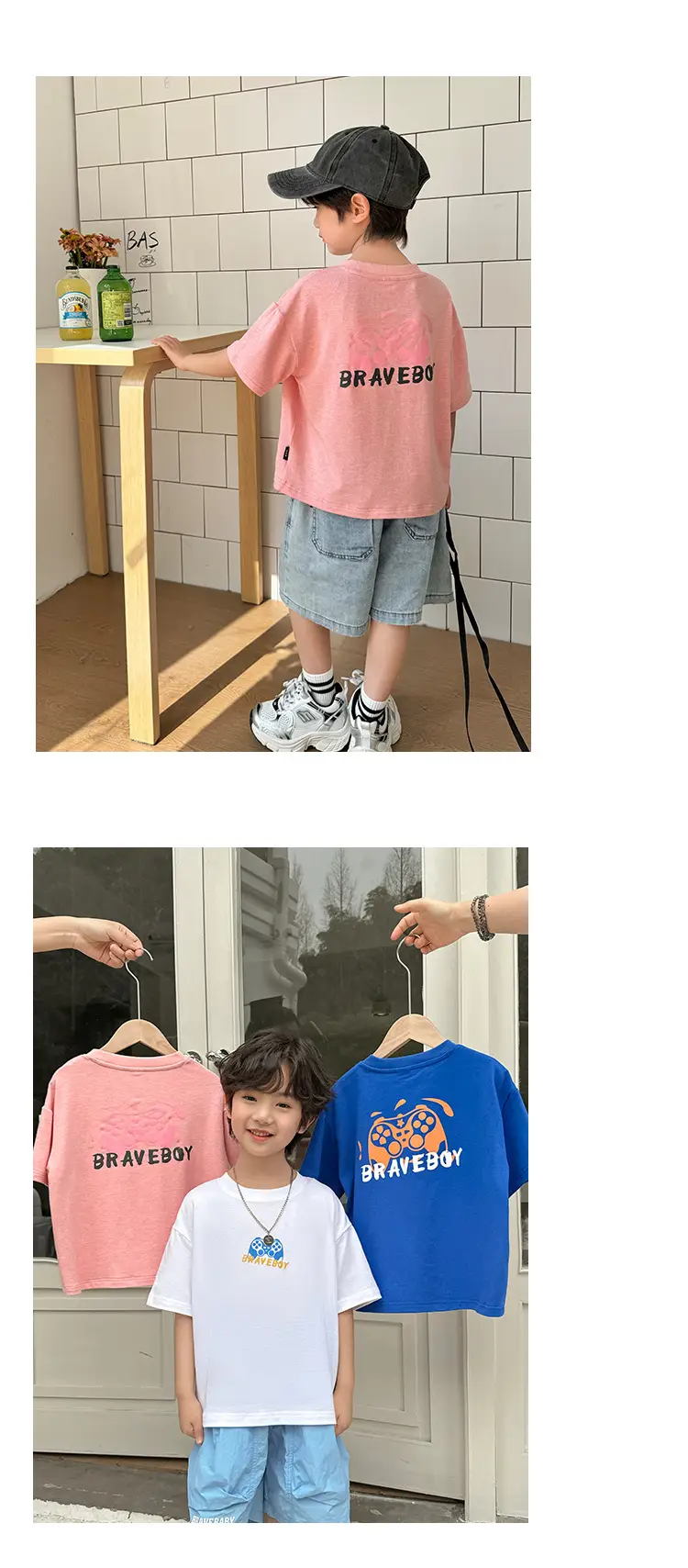 Boys Blue Cartoon Cotton T-Shirt Summer Korean Style — feature 12