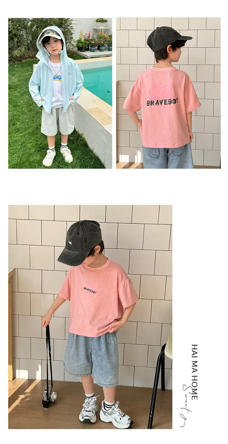 Boys Blue Cartoon Cotton T-Shirt Summer Korean Style — feature 14