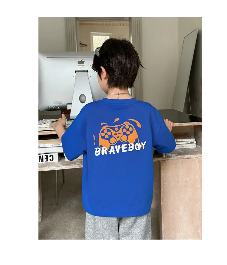 Boys Blue Cartoon Cotton T-Shirt Summer Korean Style — feature 15