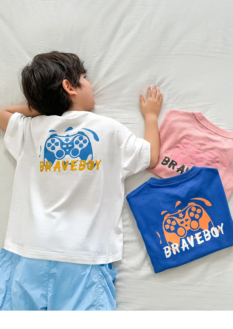 Boys Blue Cartoon Cotton T-Shirt Summer Korean Style — feature 2