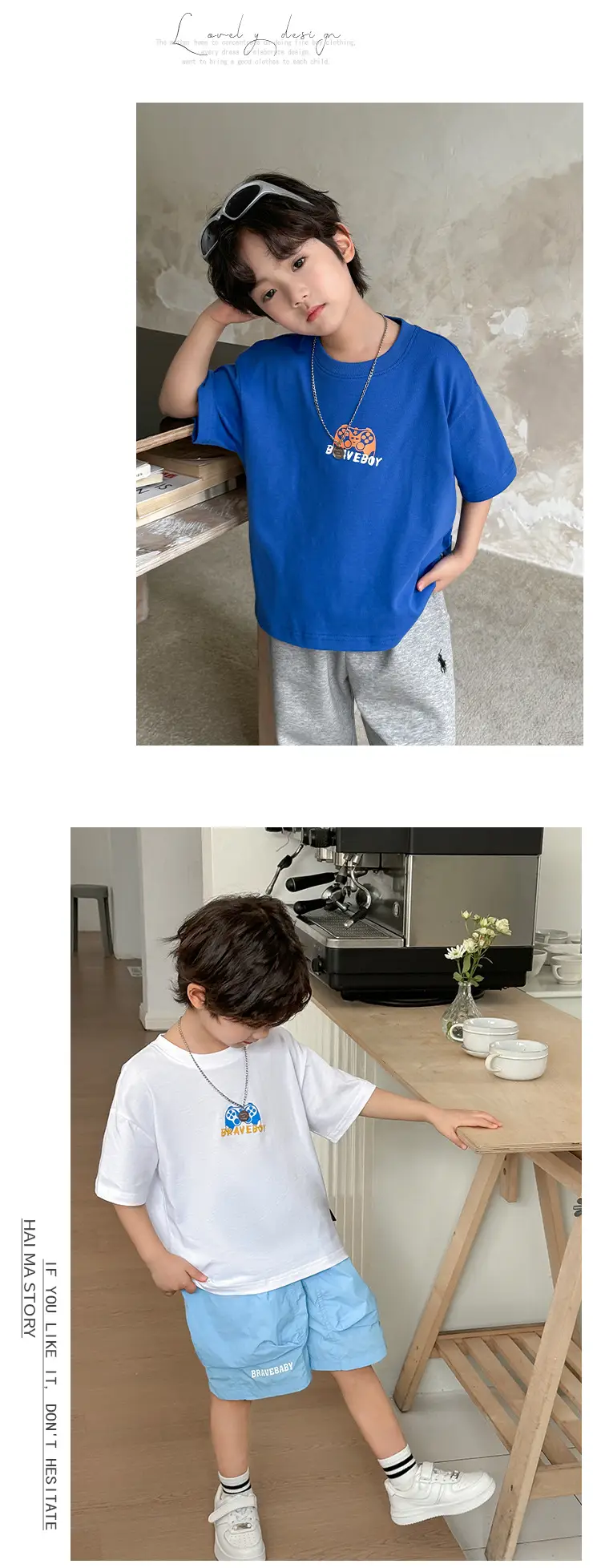 Boys Blue Cartoon Cotton T-Shirt Summer Korean Style — feature 9