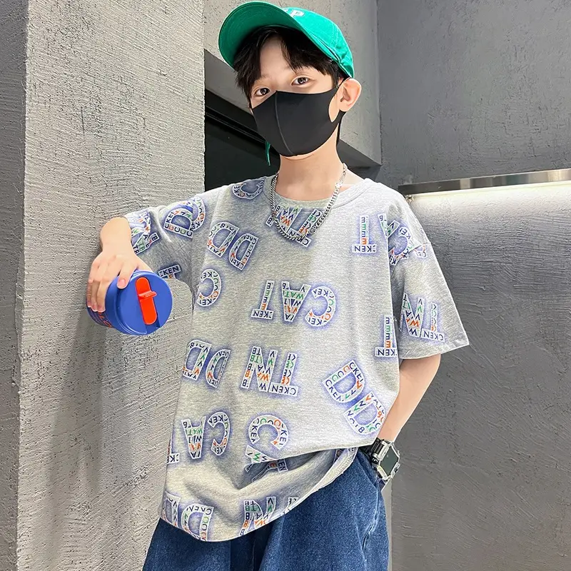 Boys Cotton Letter Printed Summer T-Shirt - Image 4