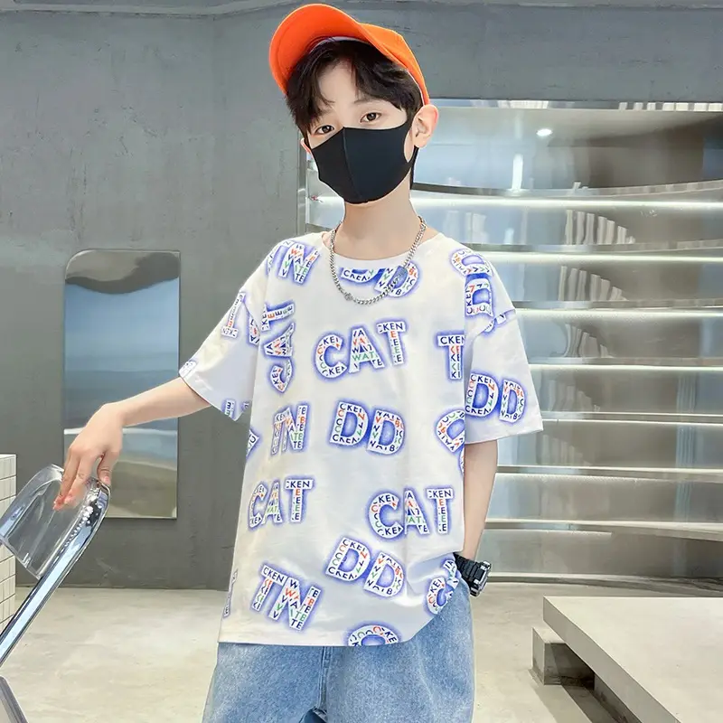 Boys Cotton Letter Printed Summer T-Shirt - Image 5