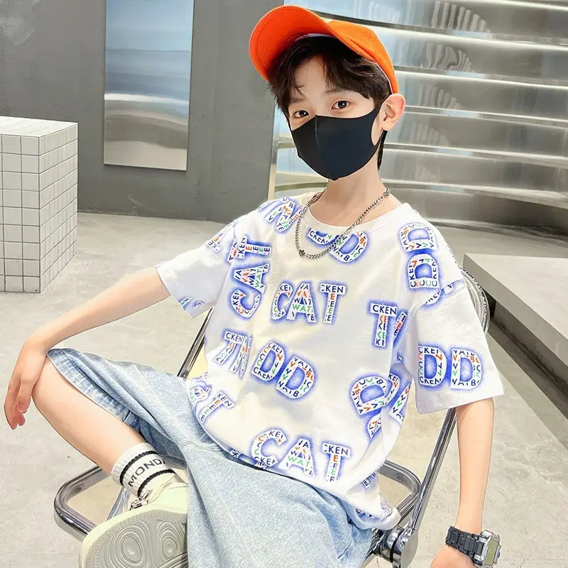 Boys Cotton Letter Printed Summer T-Shirt - Image 6