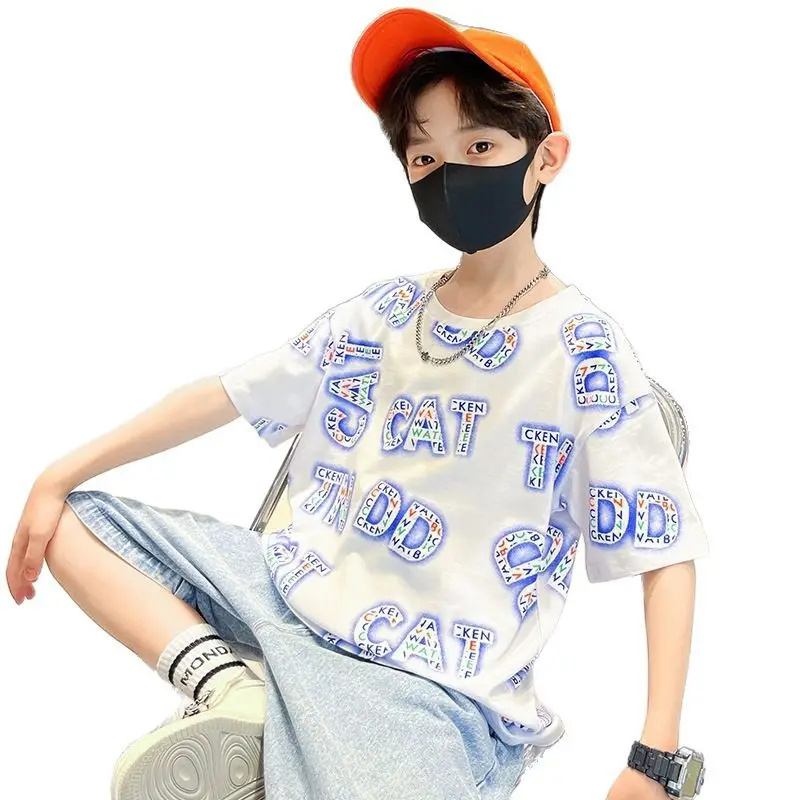 Boys Cotton Letter Printed Summer T-Shirt - Image 7