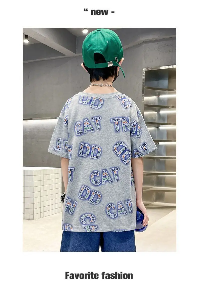 Boys Cotton Letter Printed Summer T-Shirt — feature 14