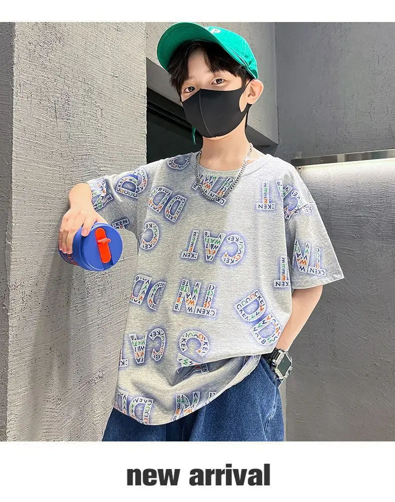 Boys Cotton Letter Printed Summer T-Shirt — feature 18