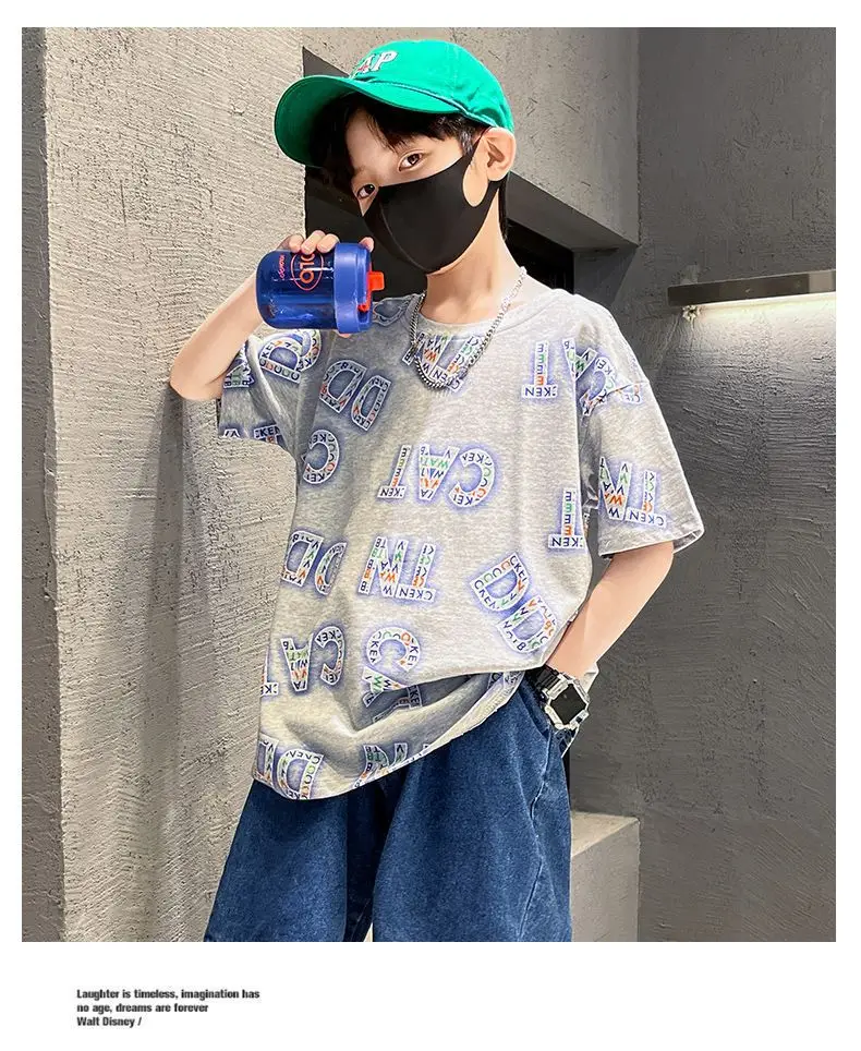 Boys Cotton Letter Printed Summer T-Shirt — feature 19