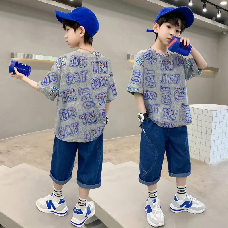 Boys Cotton Letter Printed Summer T-Shirt - Image 2