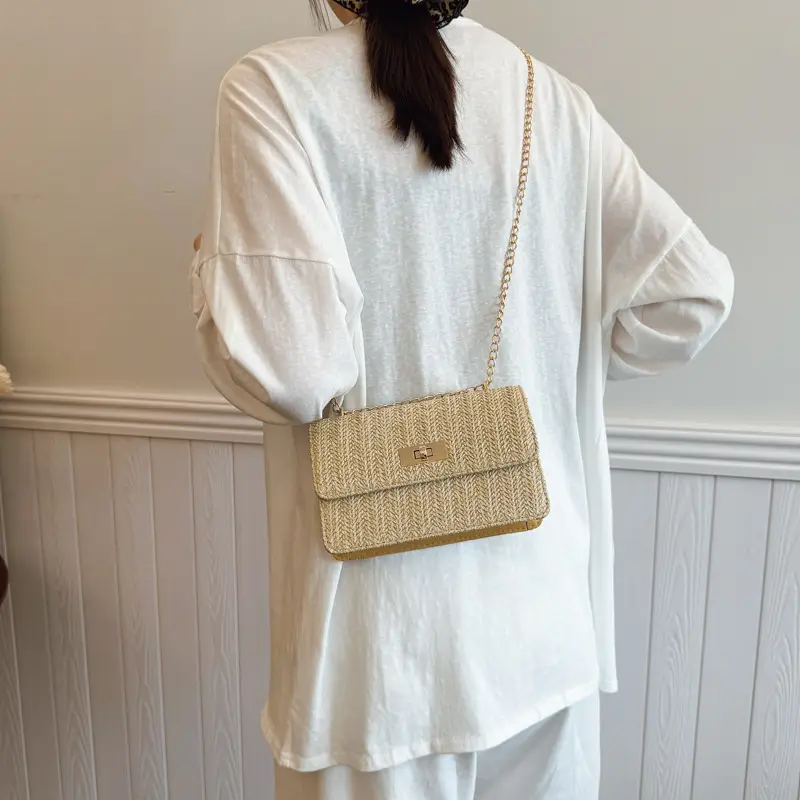 Korean New Style Straw Chain Bag Set for Women - Image 6