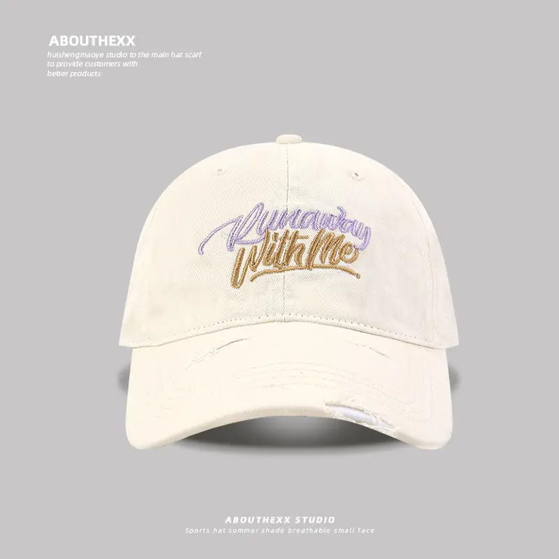 Women's Brown Letter Sunshade Cap Wide Brim - Image 2
