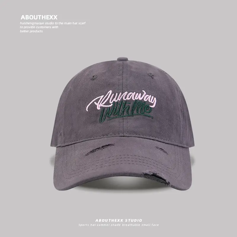 Women's Brown Letter Sunshade Cap Wide Brim - Image 5