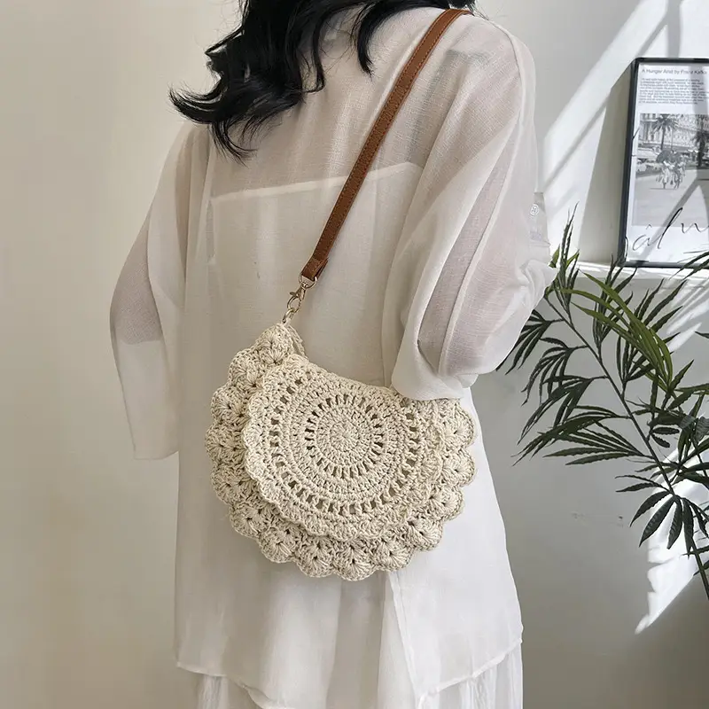 Woven Hollow Crossbody Bag for Women Summer Travel