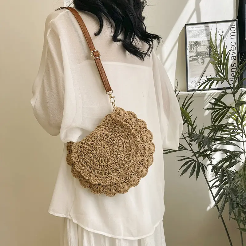 Woven Hollow Crossbody Bag for Women Summer Travel