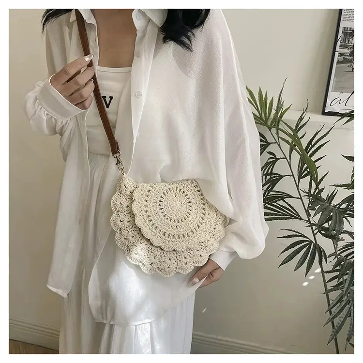 Woven Hollow Crossbody Bag for Women Summer Travel
