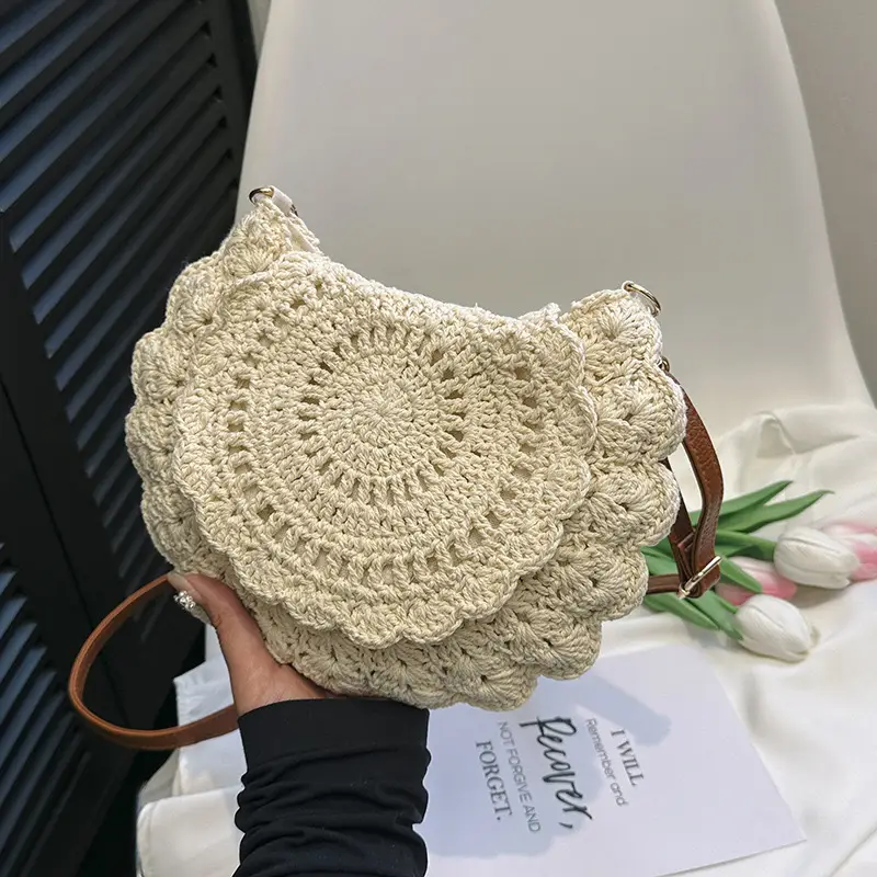 Woven Hollow Crossbody Bag for Women Summer Travel