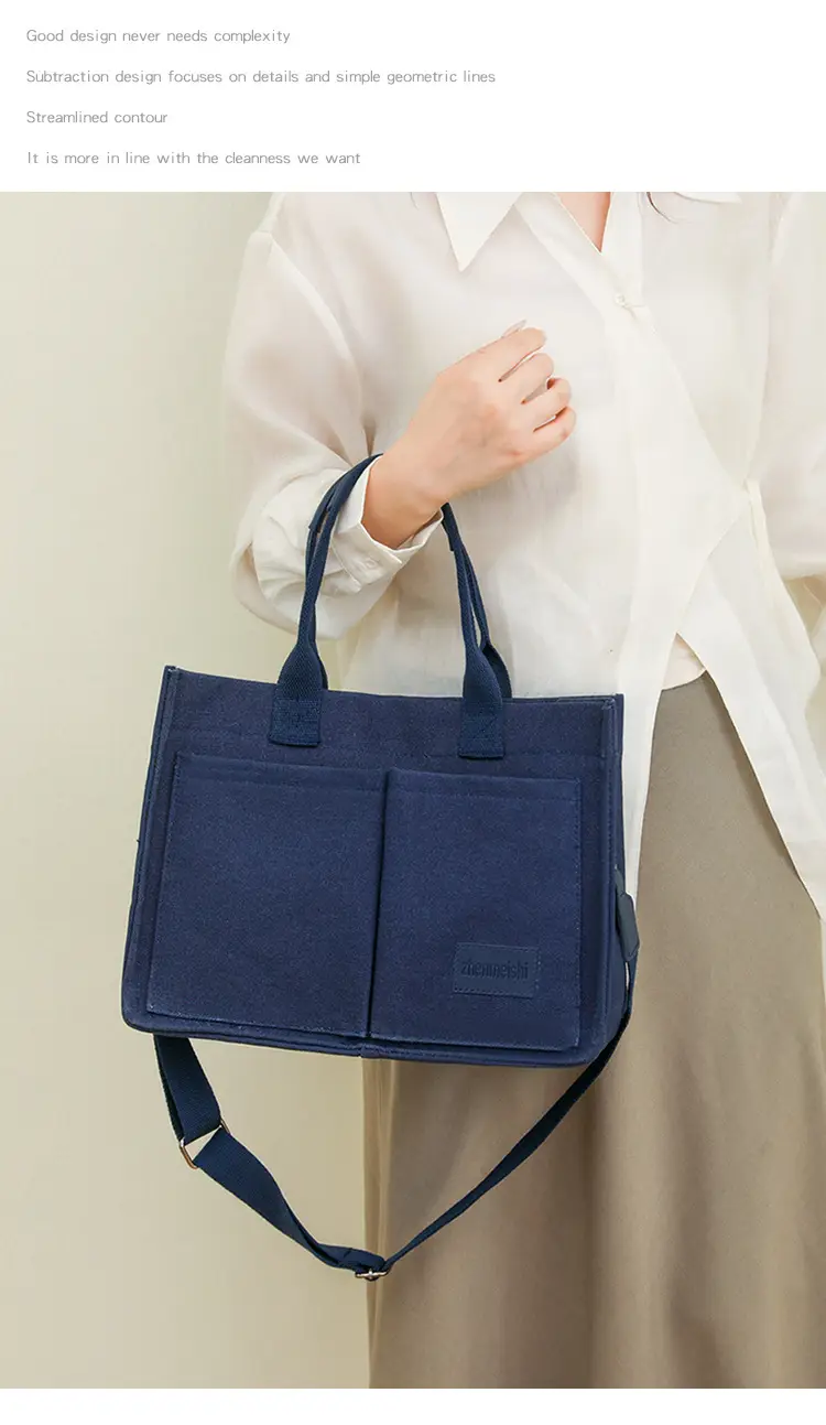 Women's Canvas Shoulder Tote Bag Large Capacity White — feature 26