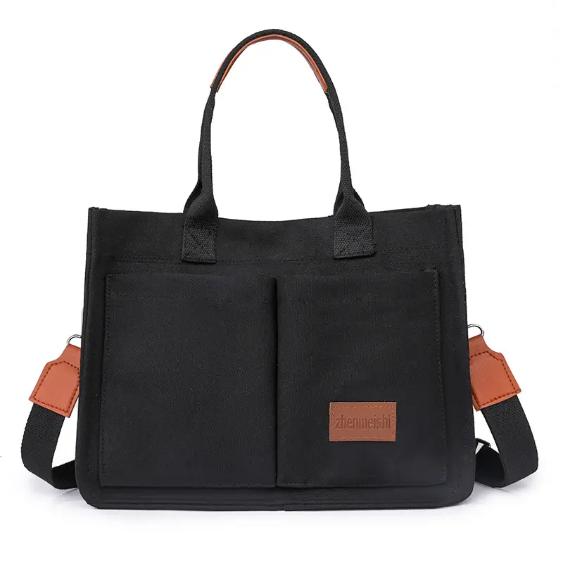 Women's Canvas Shoulder Tote Bag Large Capacity White