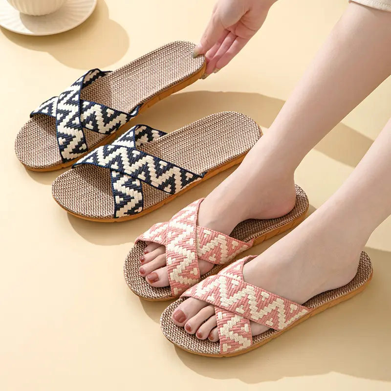 Japanese-style Muji Home Couple Indoor Slippers Good Wooden Floor Linen Slippers Home Non-slip Men's and Women's Summer Cool - Image 8