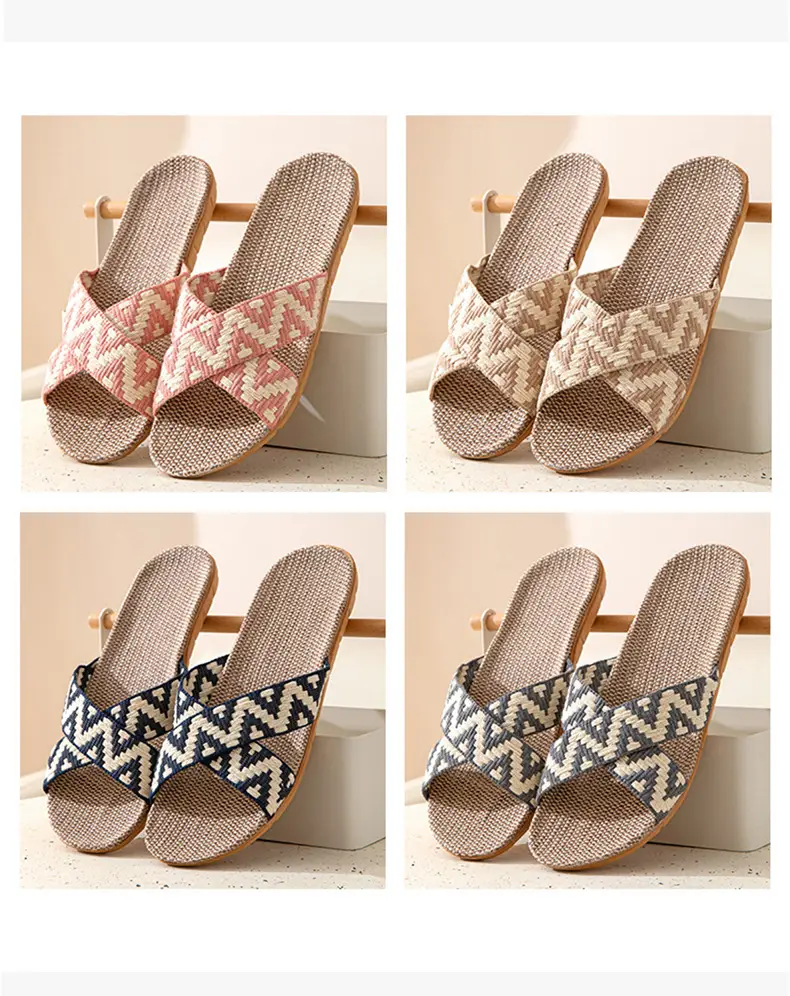 Japanese-style Muji Home Couple Indoor Slippers Good Wooden Floor Linen Slippers Home Non-slip Men's and Women's Summer Cool — feature 10