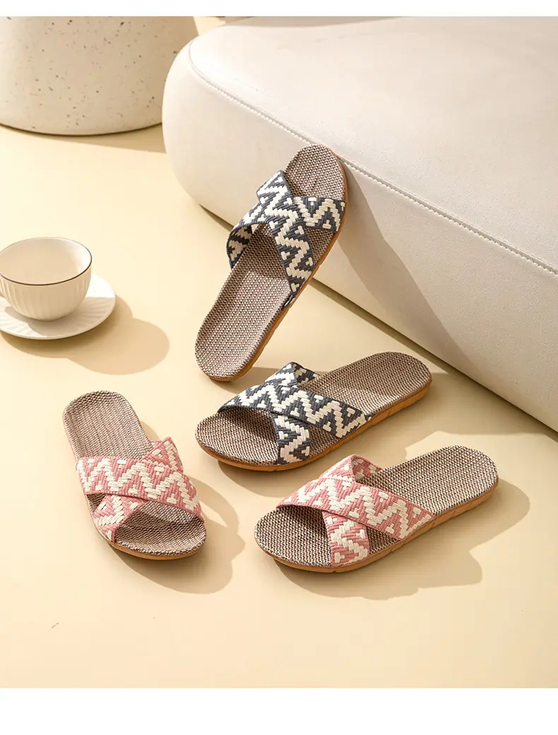 Japanese-style Muji Home Couple Indoor Slippers Good Wooden Floor Linen Slippers Home Non-slip Men's and Women's Summer Cool — feature 4