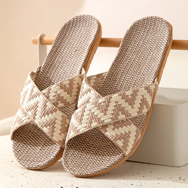 Japanese-style Muji Home Couple Indoor Slippers Good Wooden Floor Linen Slippers Home Non-slip Men's and Women's Summer Cool - Image 2