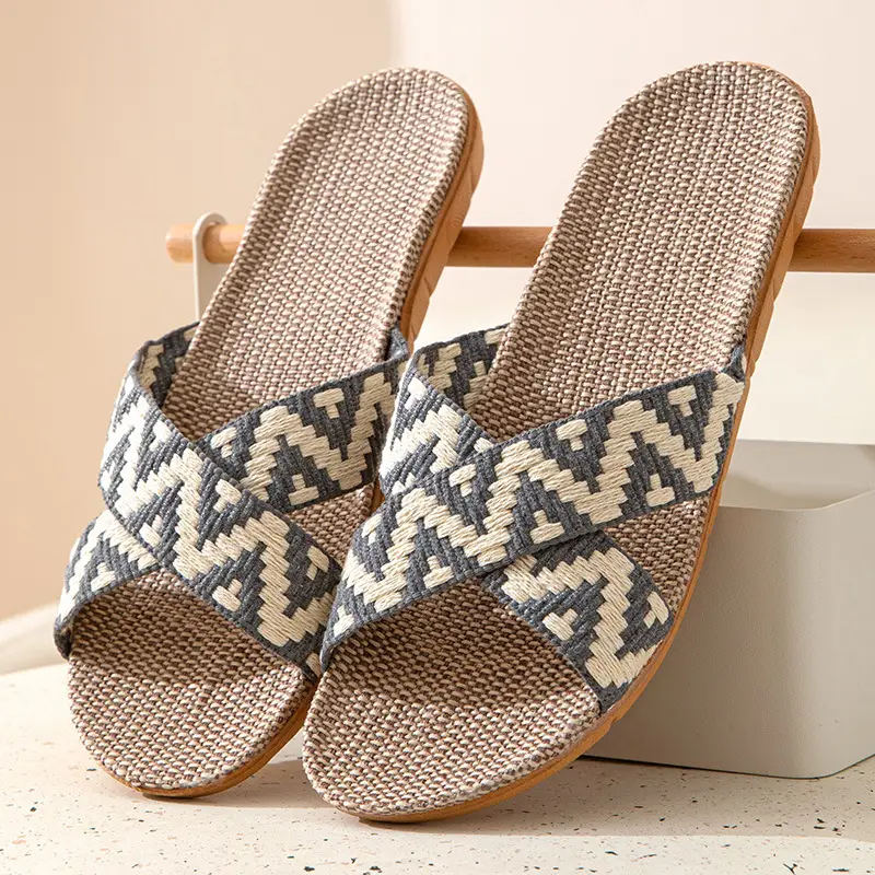 Japanese-style Muji Home Couple Indoor Slippers Good Wooden Floor Linen Slippers Home Non-slip Men's and Women's Summer Cool - Image 3