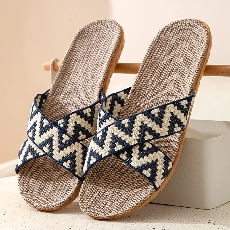 Japanese-style Muji Home Couple Indoor Slippers Good Wooden Floor Linen Slippers Home Non-slip Men's and Women's Summer Cool - Image 4