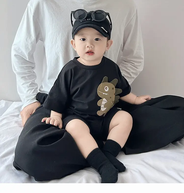 Boys' New Cactus T-Shirt Shorts Set Black — feature 12