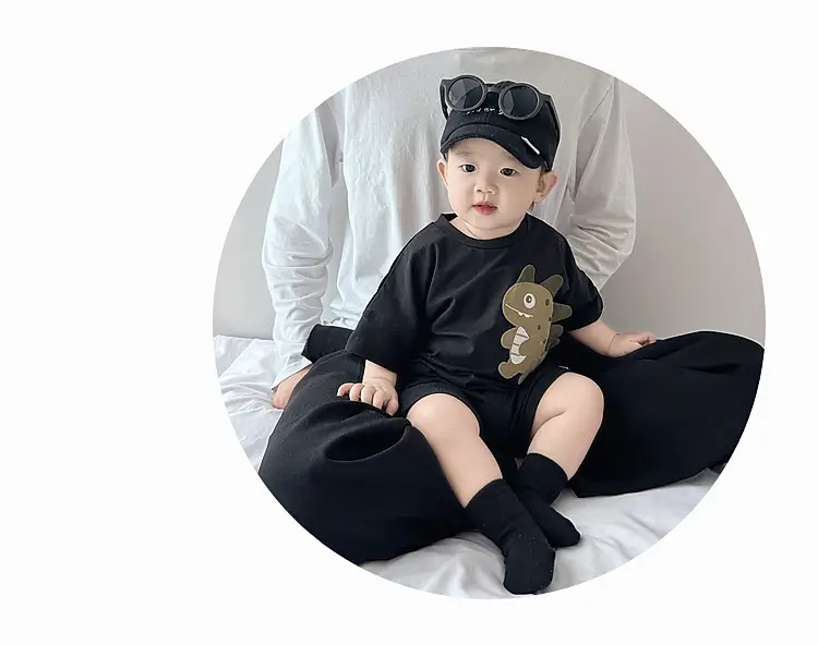 Boys' New Cactus T-Shirt Shorts Set Black — feature 13
