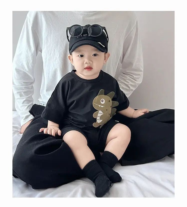 Boys' New Cactus T-Shirt Shorts Set Black — feature 14