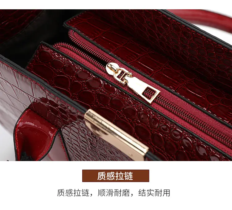 Customizable Croc Leather Handbag Red Office Commute — feature 23