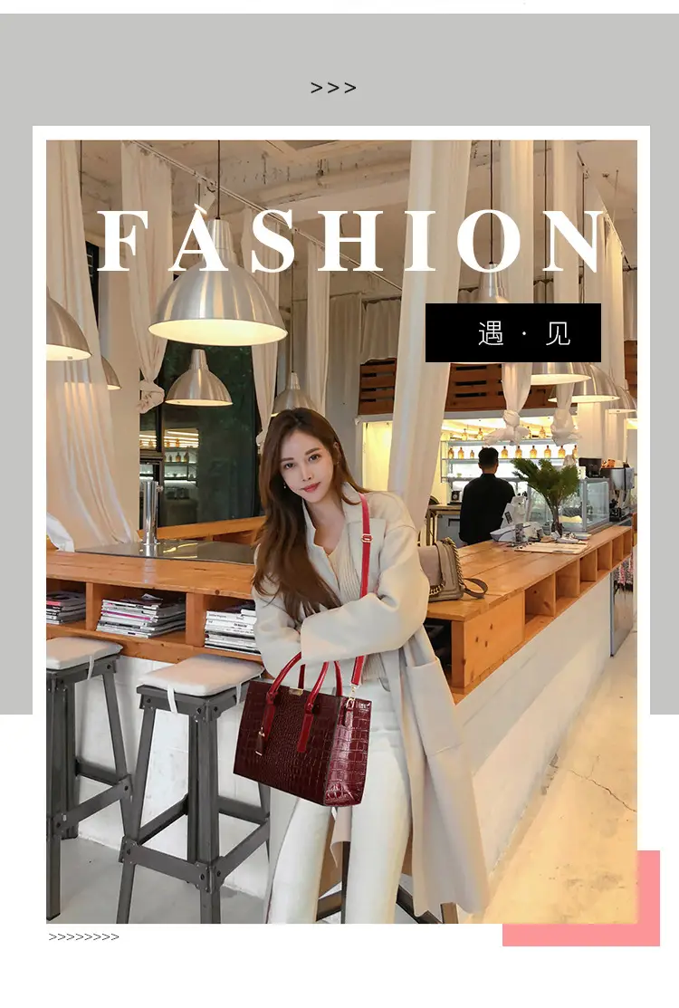 Customizable Croc Leather Handbag Red Office Commute — feature 4