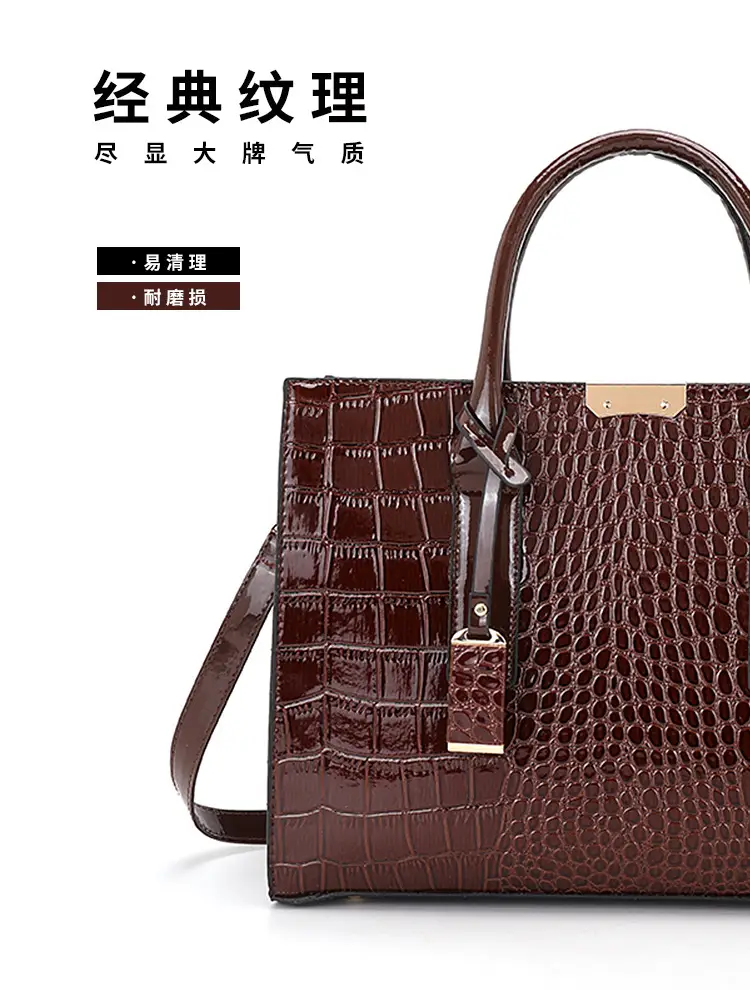 Customizable Croc Leather Handbag Red Office Commute — feature 7