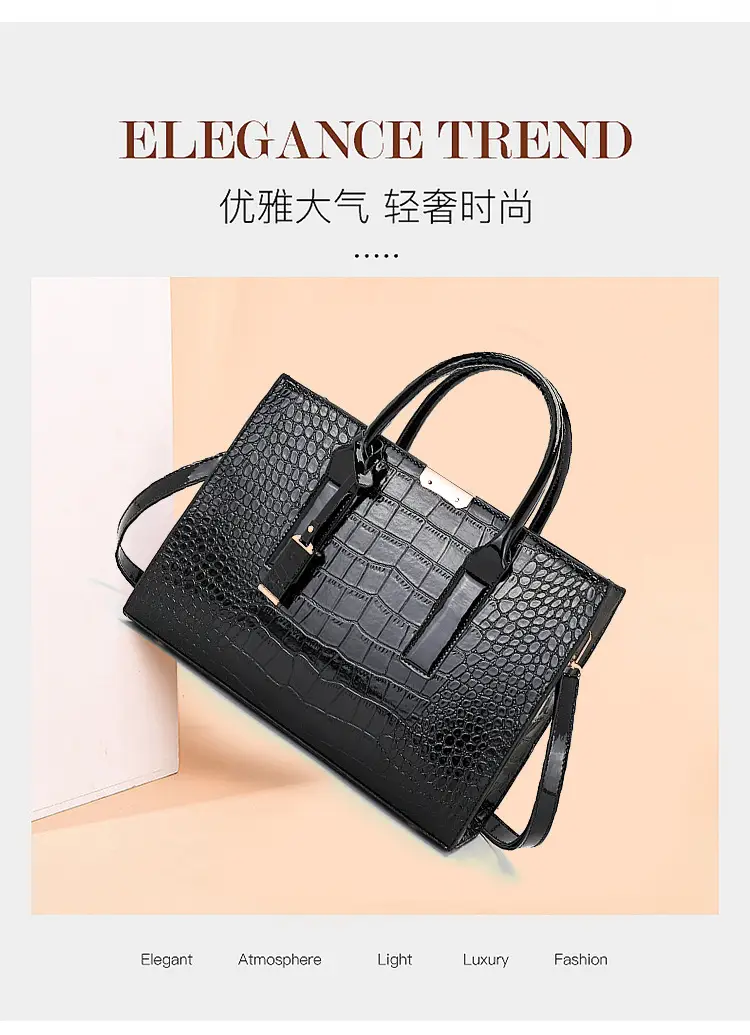 Customizable Croc Leather Handbag Red Office Commute — feature 8