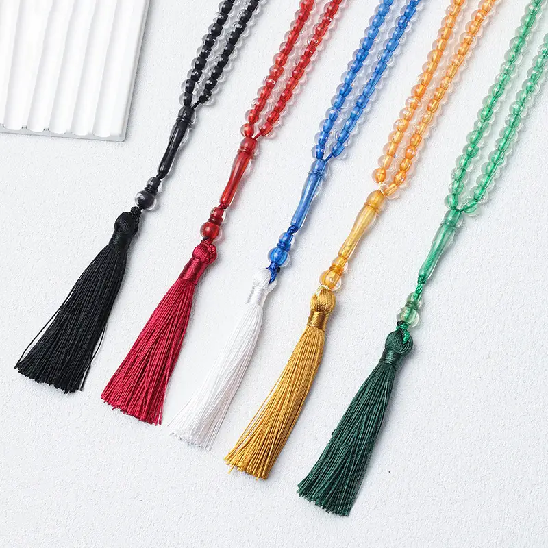 Green Crystal Prayer Bracelet with Tassel - Image 9