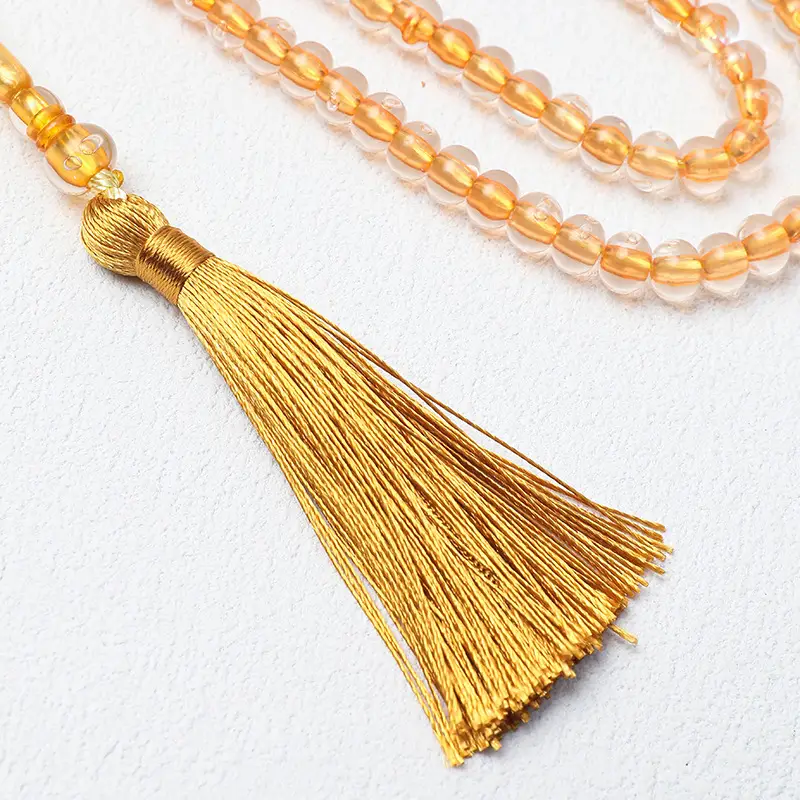 Green Crystal Prayer Bracelet with Tassel — feature 4