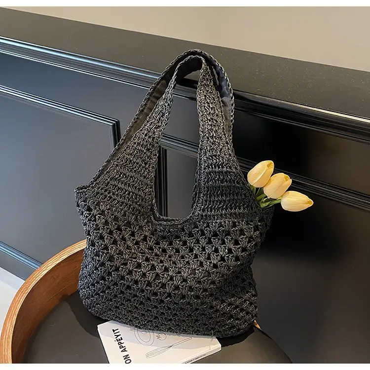 Women's Handmade Woven Straw Bag Large Capacity Travel Beach Bag - Image 6