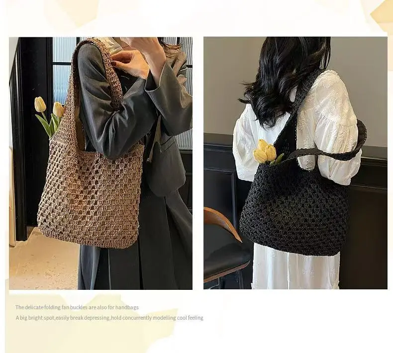 Women's Handmade Woven Straw Bag Large Capacity Travel Beach Bag — feature 8