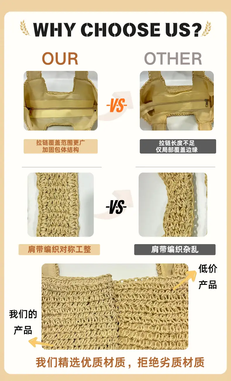 Women's Handmade Woven Straw Bag Large Capacity Travel Beach Bag — feature 9