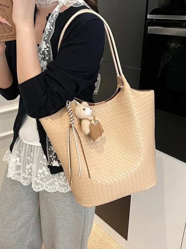 Women Woven Shoulder Bag Beige 2026 New Summer - Image 10