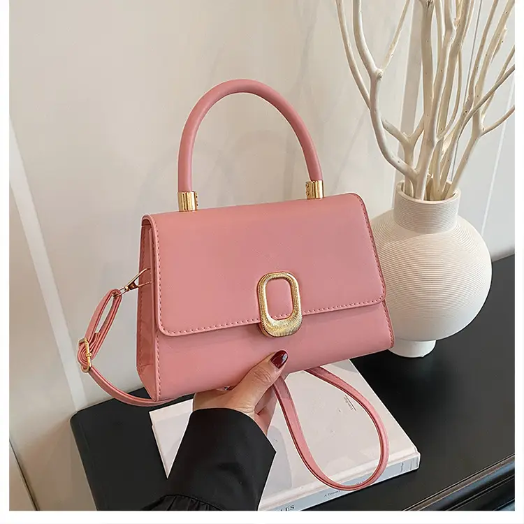 Black Korean Style Square Handbag with Gold Clasp — feature 20