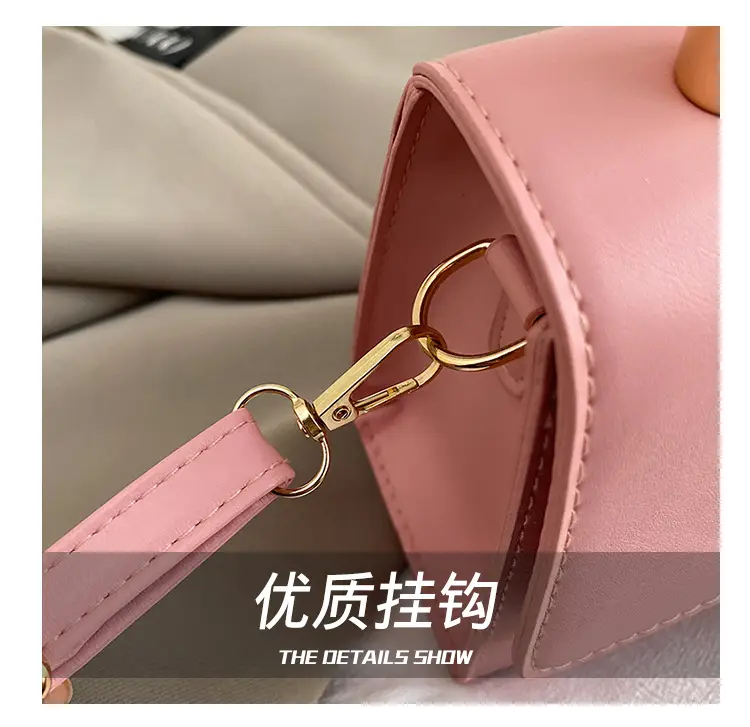 Black Korean Style Square Handbag with Gold Clasp — feature 4