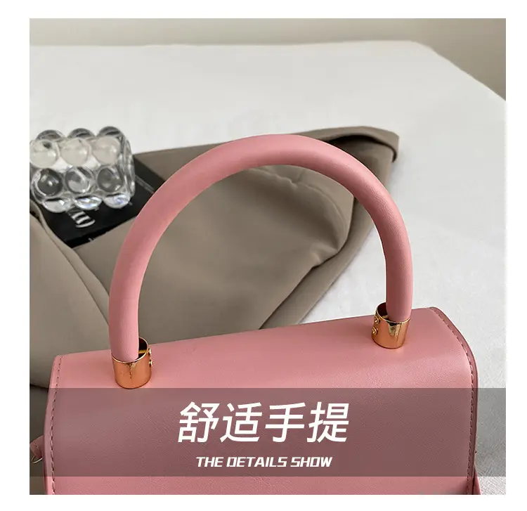 Black Korean Style Square Handbag with Gold Clasp — feature 7