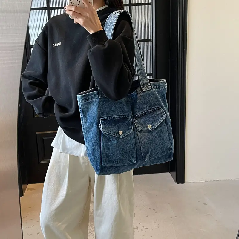 2025 Lazy Retro Denim Shoulder Bag Large Capacity - Image 5