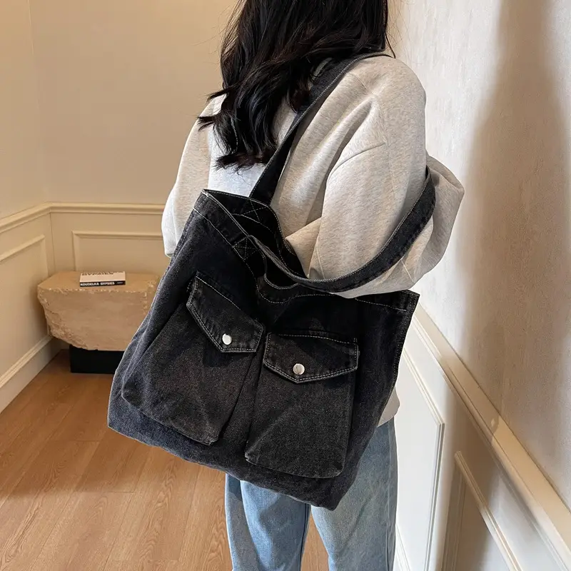 2025 Lazy Retro Denim Shoulder Bag Large Capacity - Image 6