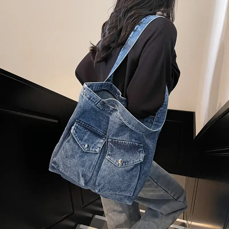2025 Lazy Retro Denim Shoulder Bag Large Capacity - Image 7