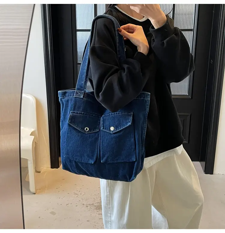 2025 Lazy Retro Denim Shoulder Bag Large Capacity — feature 16