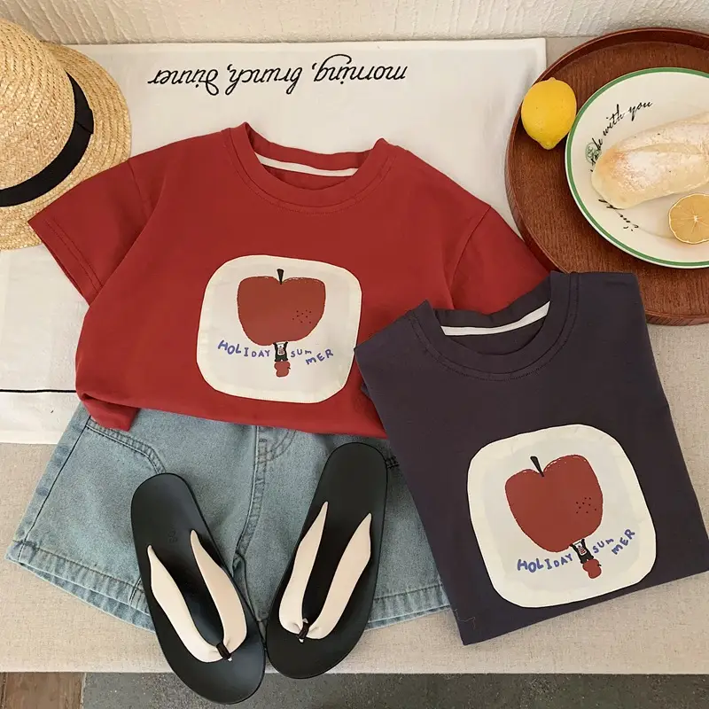 Red Heart Print Boys T-Shirt Short Sleeve Cotton Summer Wear — feature 3