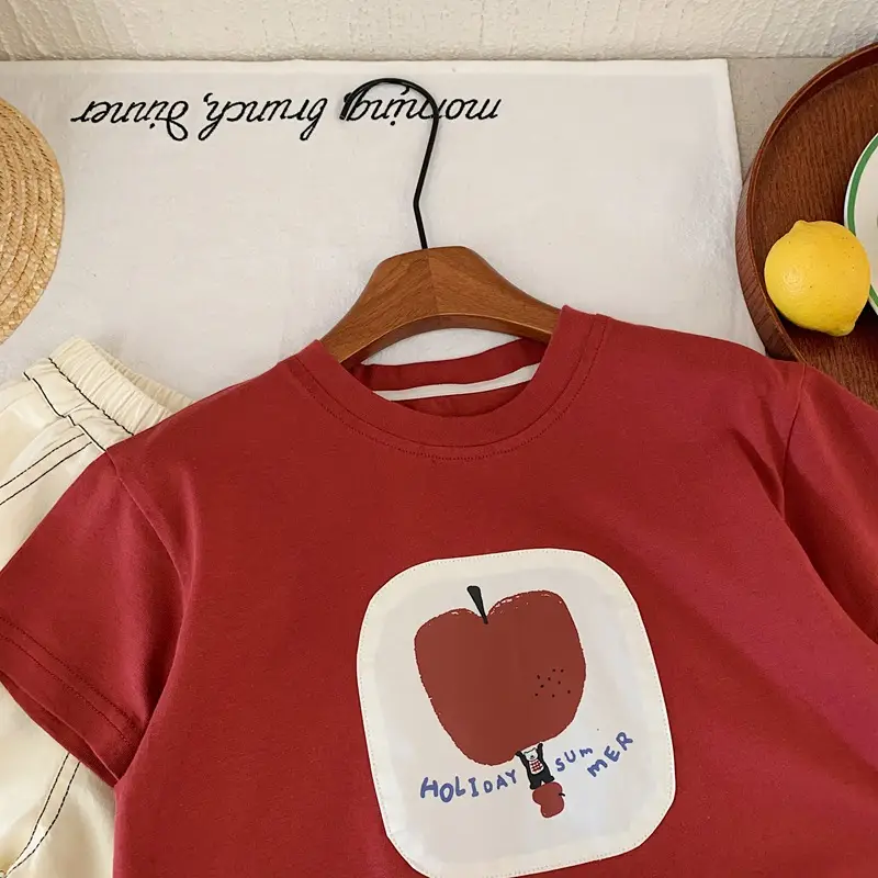 Red Heart Print Boys T-Shirt Short Sleeve Cotton Summer Wear — feature 6